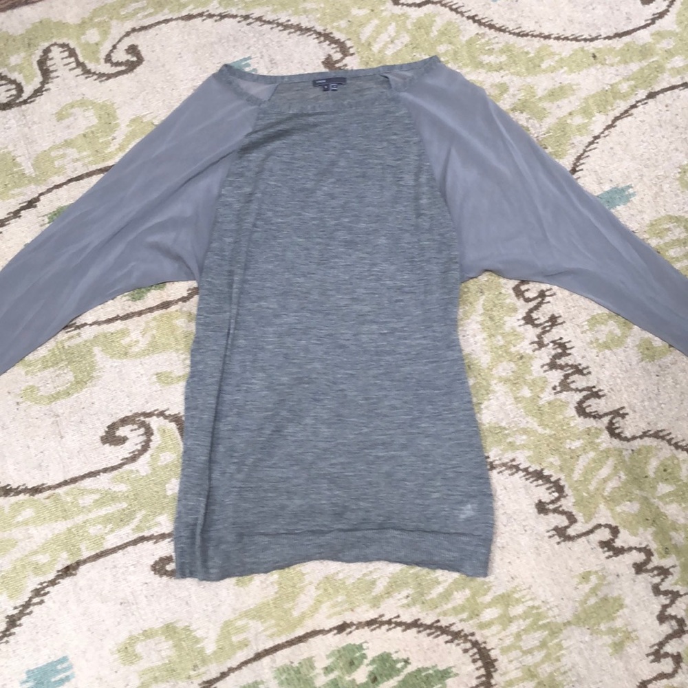 VINCE light sweater with sheer sleeves